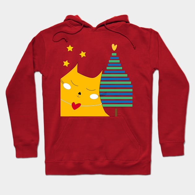 Xmas Cat Hoodie by teeco